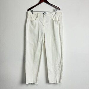 Hollister Women's Denim Jeans White Ultra High-Rise Vintage Straight Raw Hem 17R